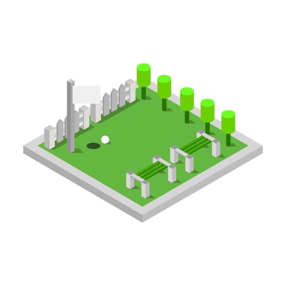 Isometric Golf In Vector On White Background