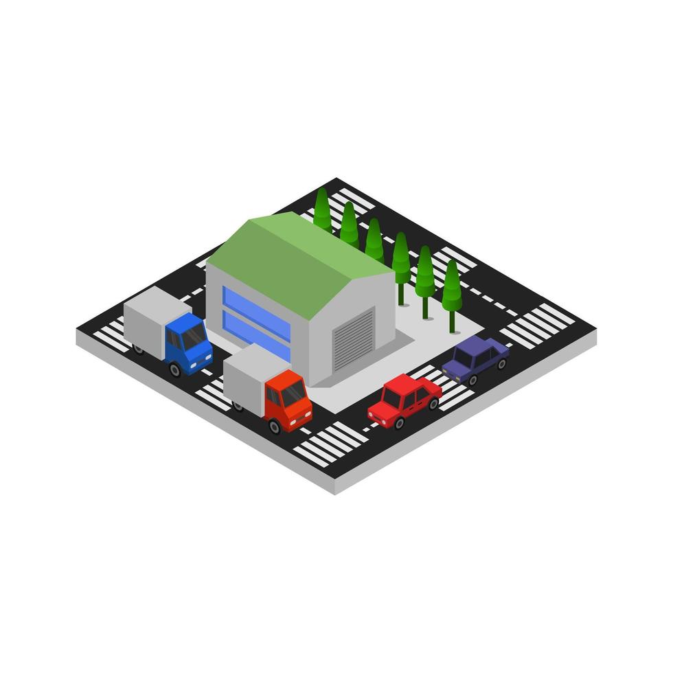 Isometric Garage Illustrated On White Background vector