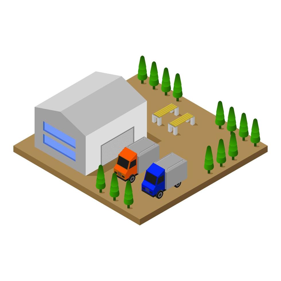 Isometric Garage Illustrated On White Background vector