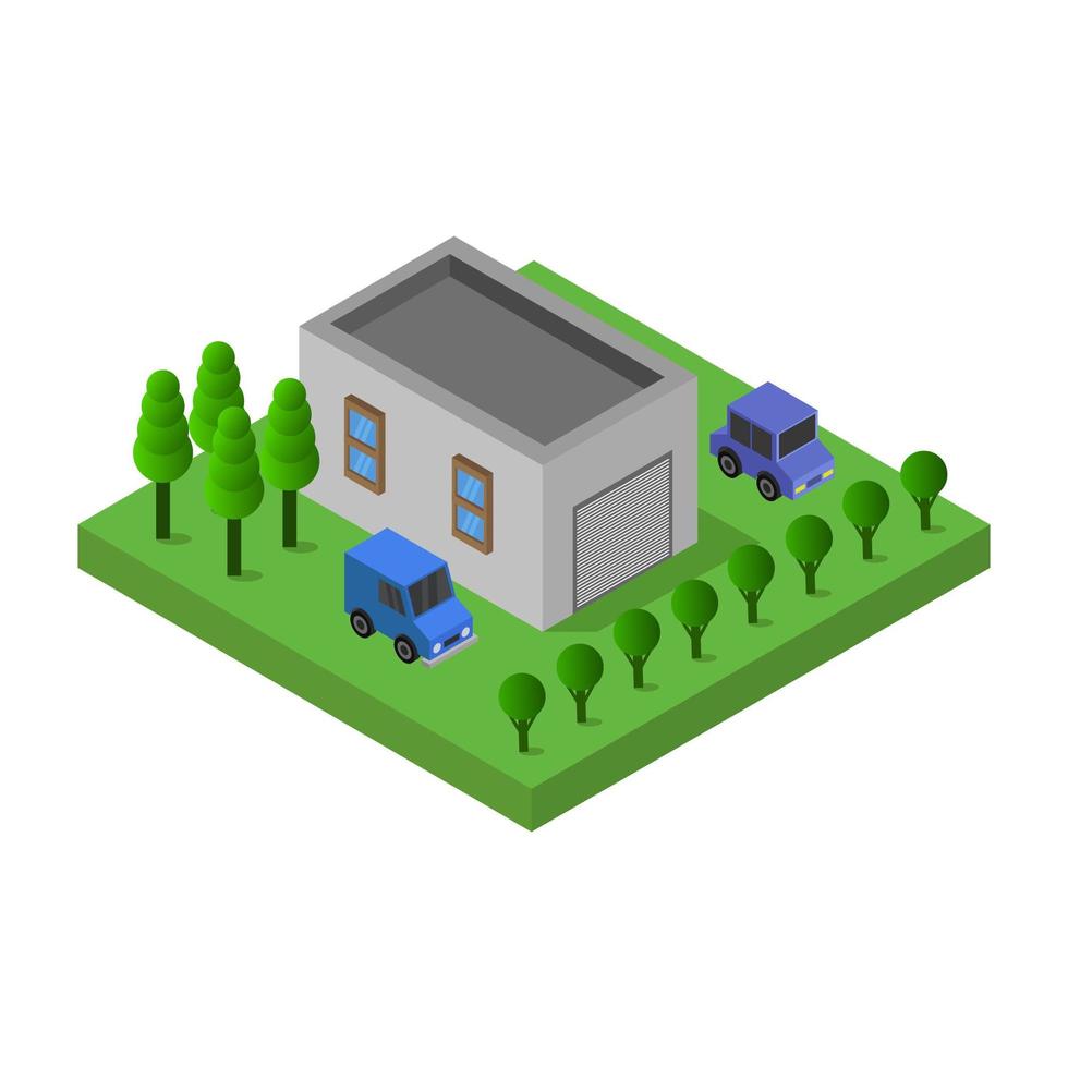 Isometric Garage Illustrated On White Background vector