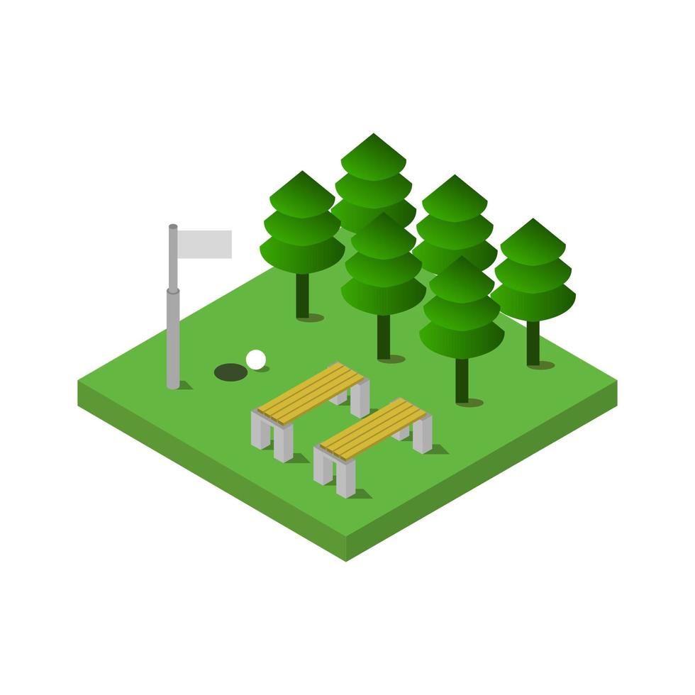 Isometric Golf In Vector On White Background