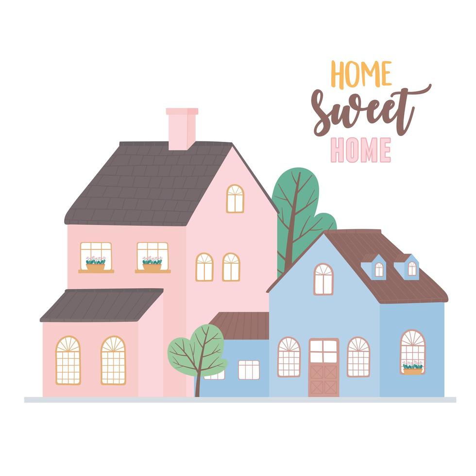 home sweet home, houses residential urban architecture neighborhood street vector