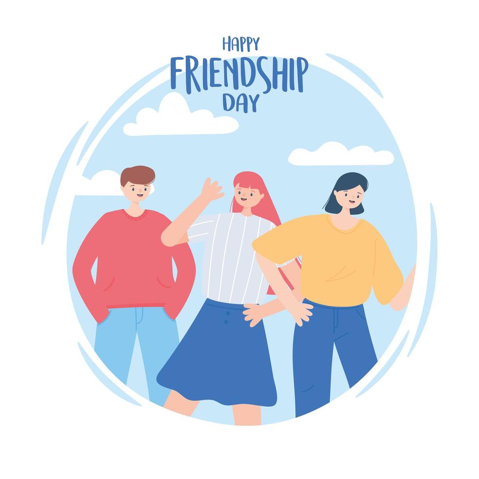 feliz dia de la amistad, grupo de amigos amigos, celebracion de eventos especiales vector