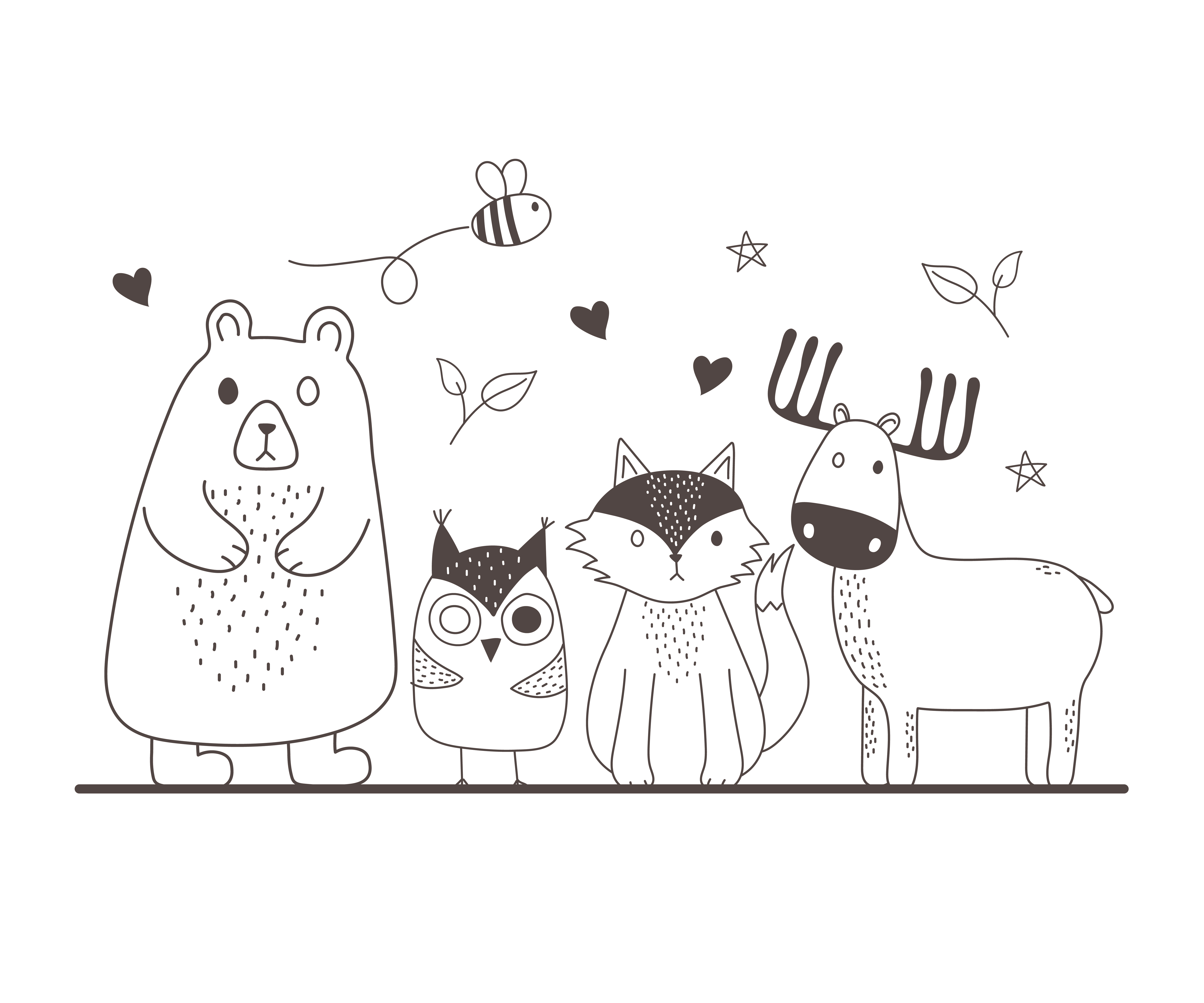 cute animals sketch wildlife cartoon adorable bear owl fox reindeer and flying bee 1825386 Vector Art at Vecteezy cute animals sketch wildlife cartoon adorable bear owl fox reindeer and flying bee 1825386 Vector Art at Vecteezy