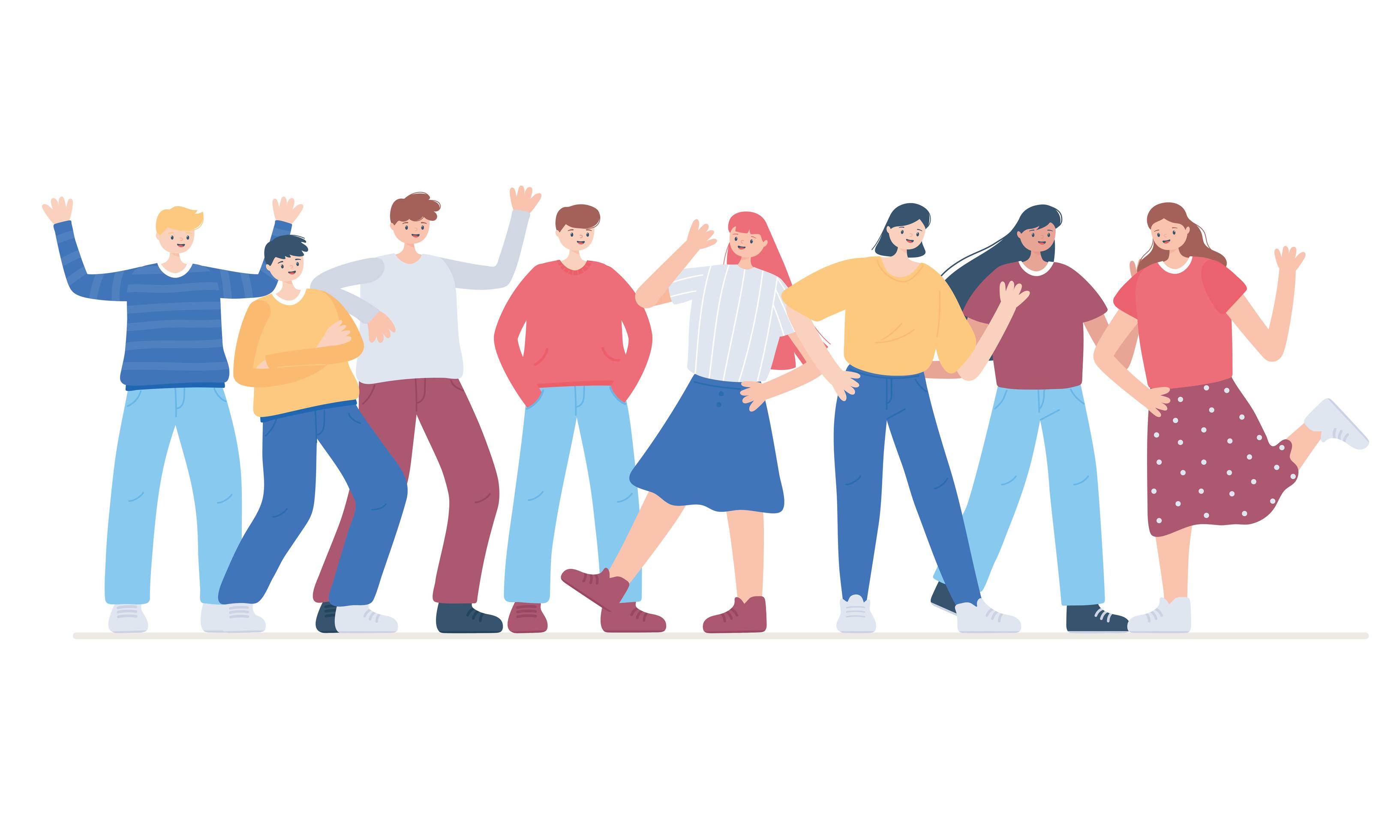 happy friendship day, diverse friend group of people special event