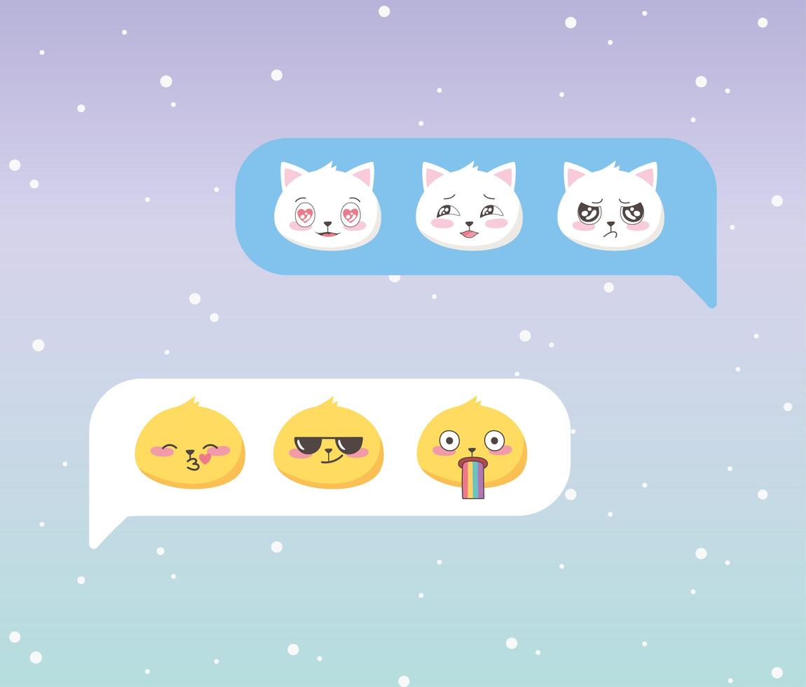 social media chat emoji expresions facial cartoon app vector