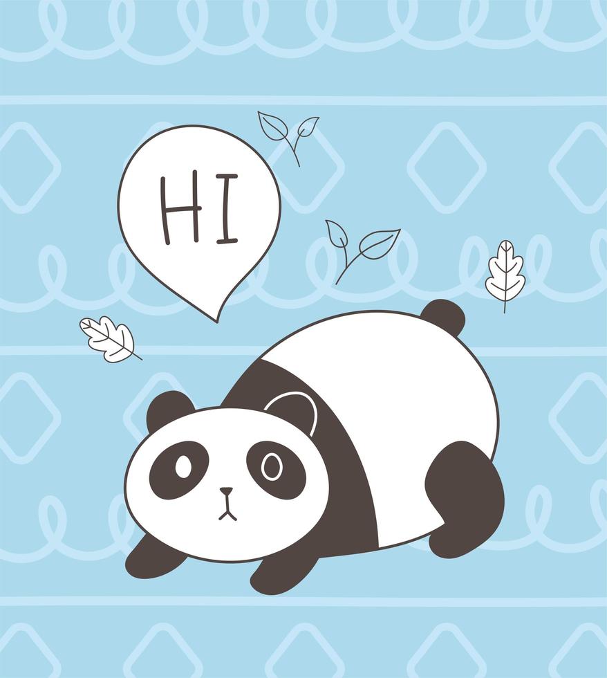 cute animals sketch wildlife cartoon adorable little panda blue background vector