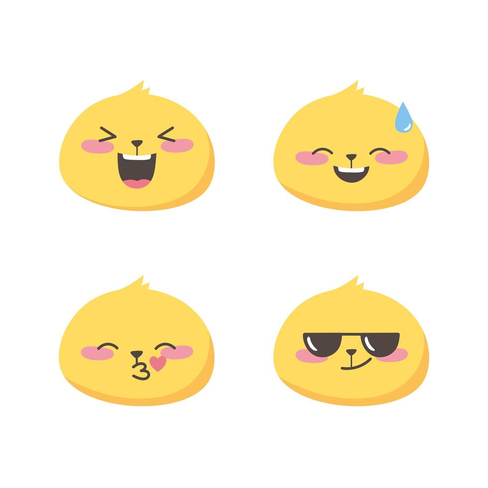 social media emoji expressions faces cartoon collection vector