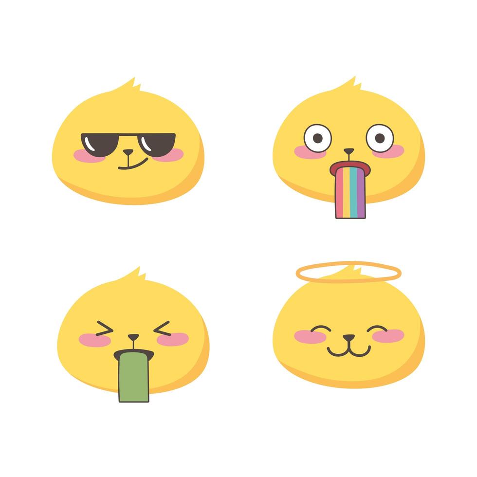 redes sociales emoji expresiones caras colección de dibujos animados vector