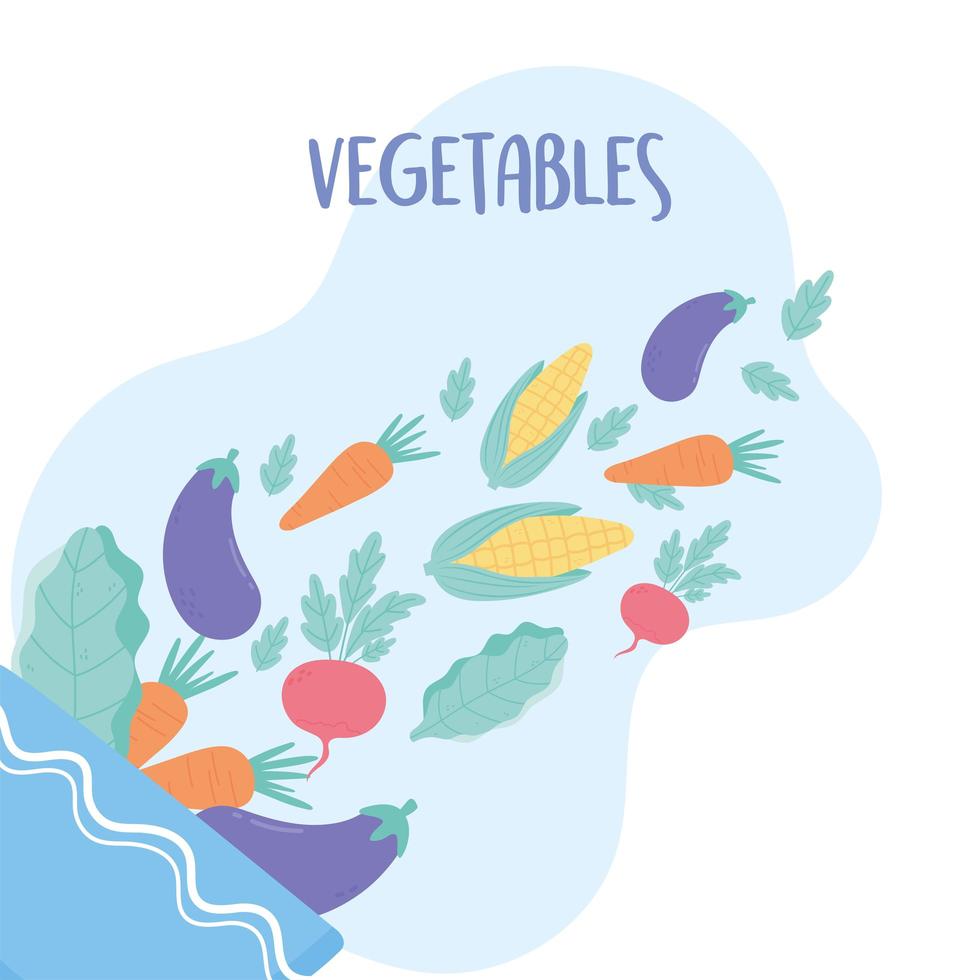 fresh vegetables ingredients falling into the salad bowl vector