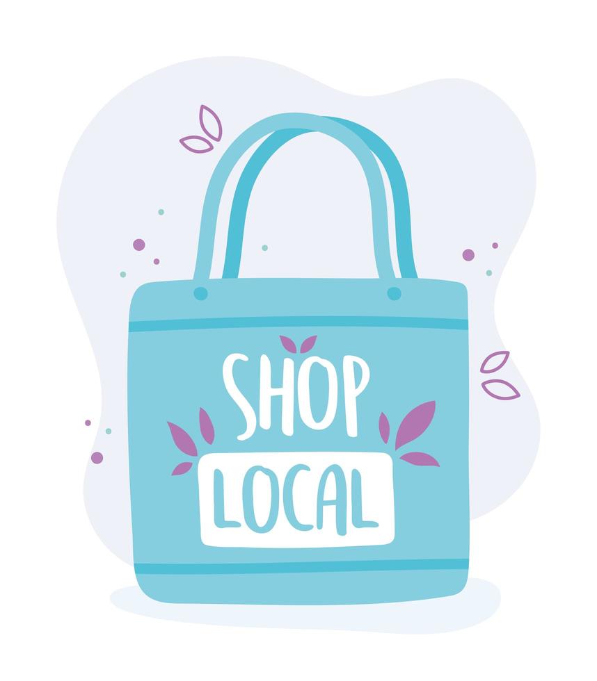 support local business, shop small market ecology bag vector