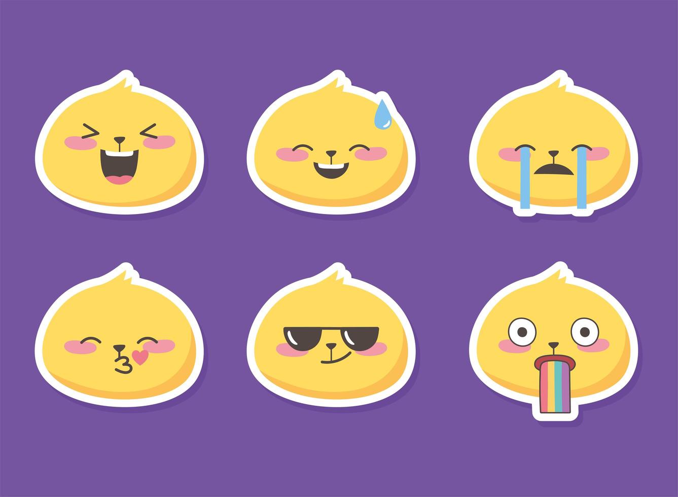 social media emoji expressions faces cartoon collection vector