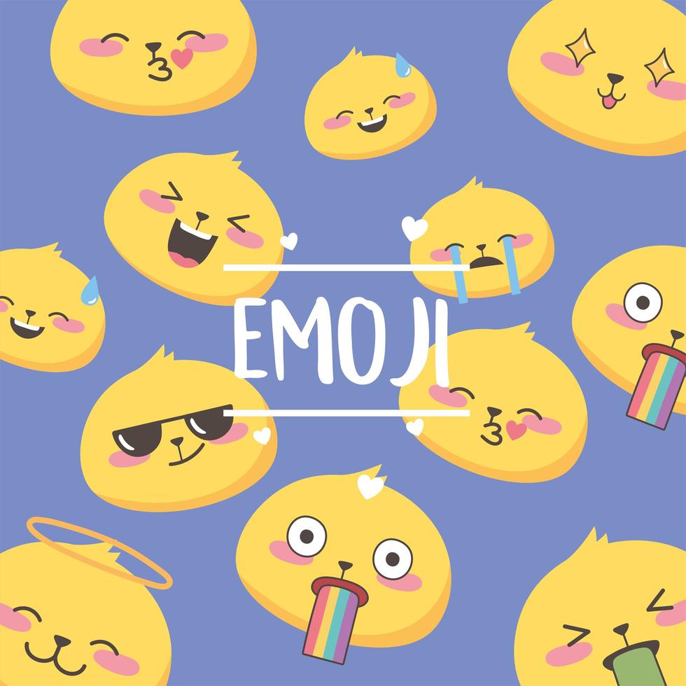 social media emoji expressions faces feeling cartoon vector