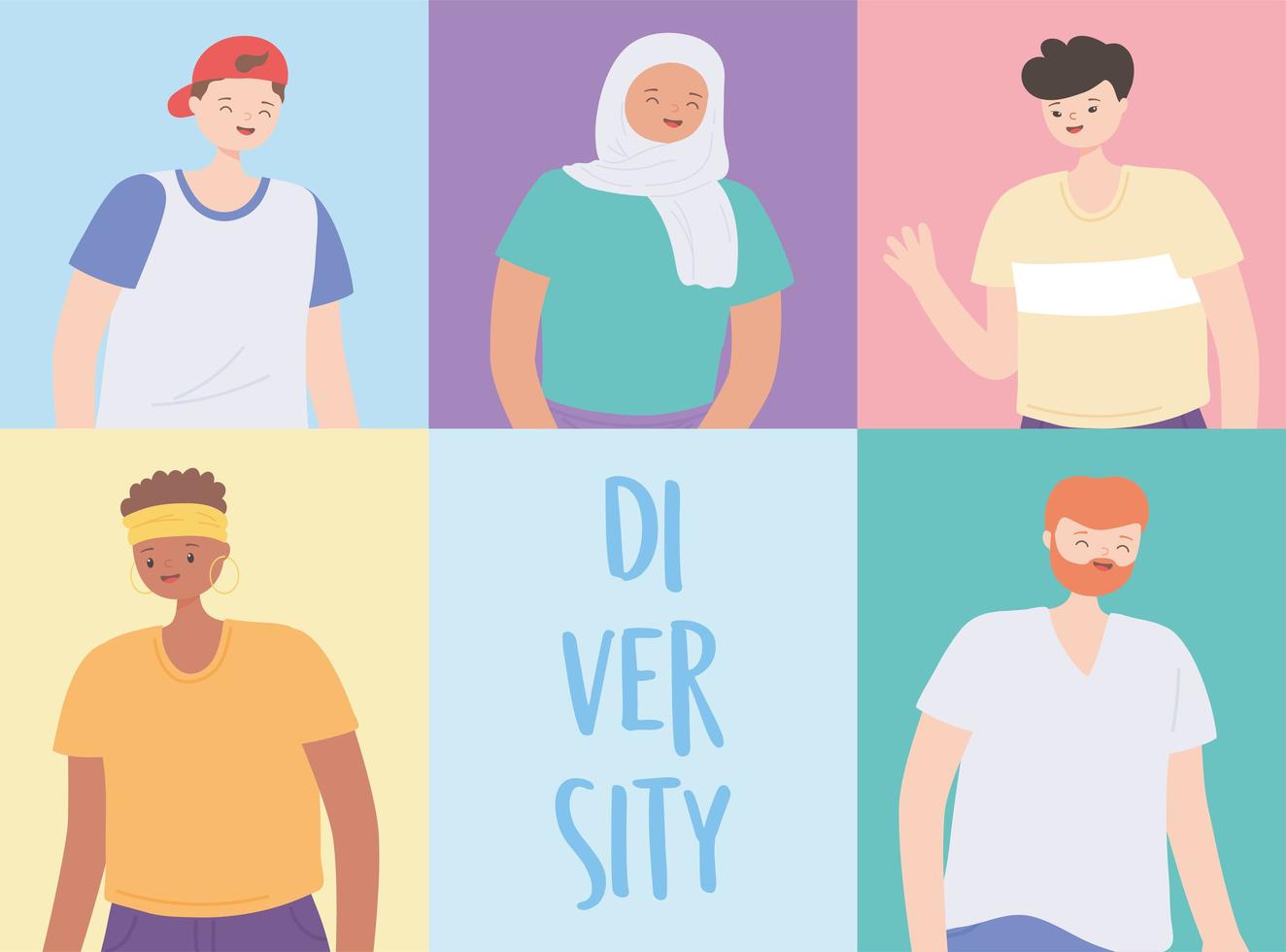 diverse multiracial and multicultural people, global people of different cultures vector