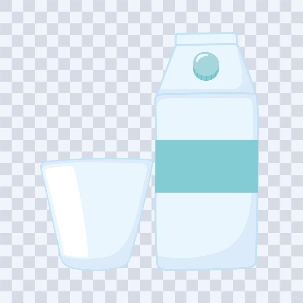 plastic or glass cups bottles mockups, milk or juice box and disposable cup vector