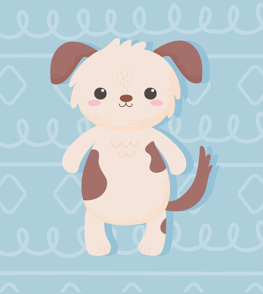 cute little dog animal standing cartoon blue background design vector