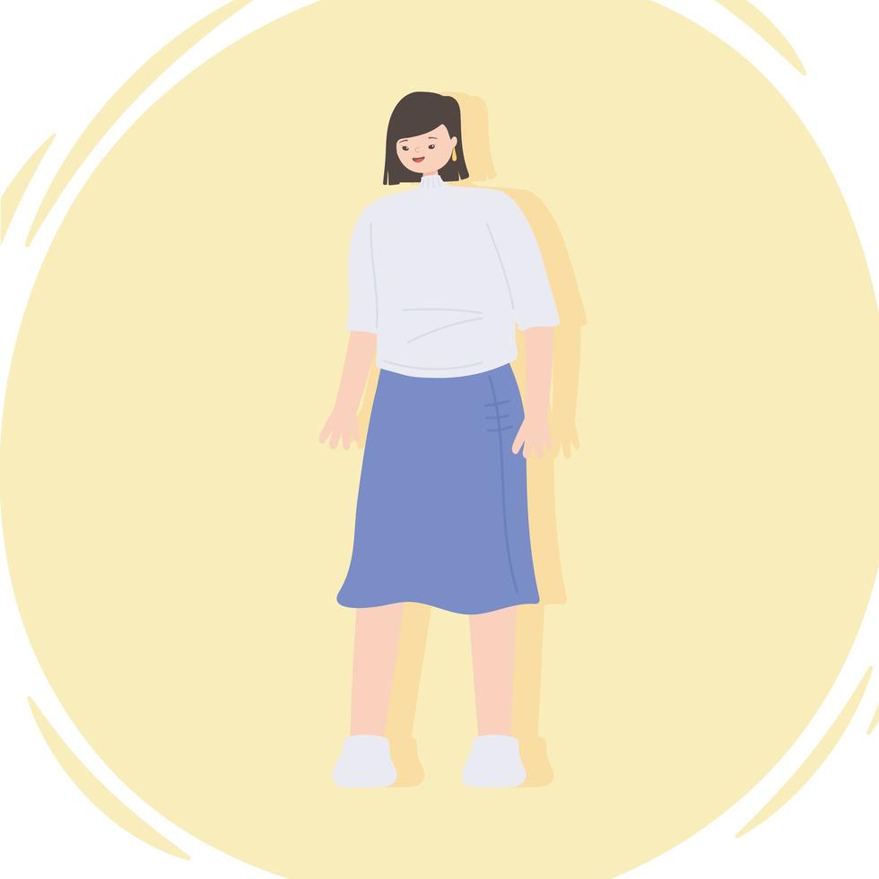 young woman wearing casual clothes standing icon design vector