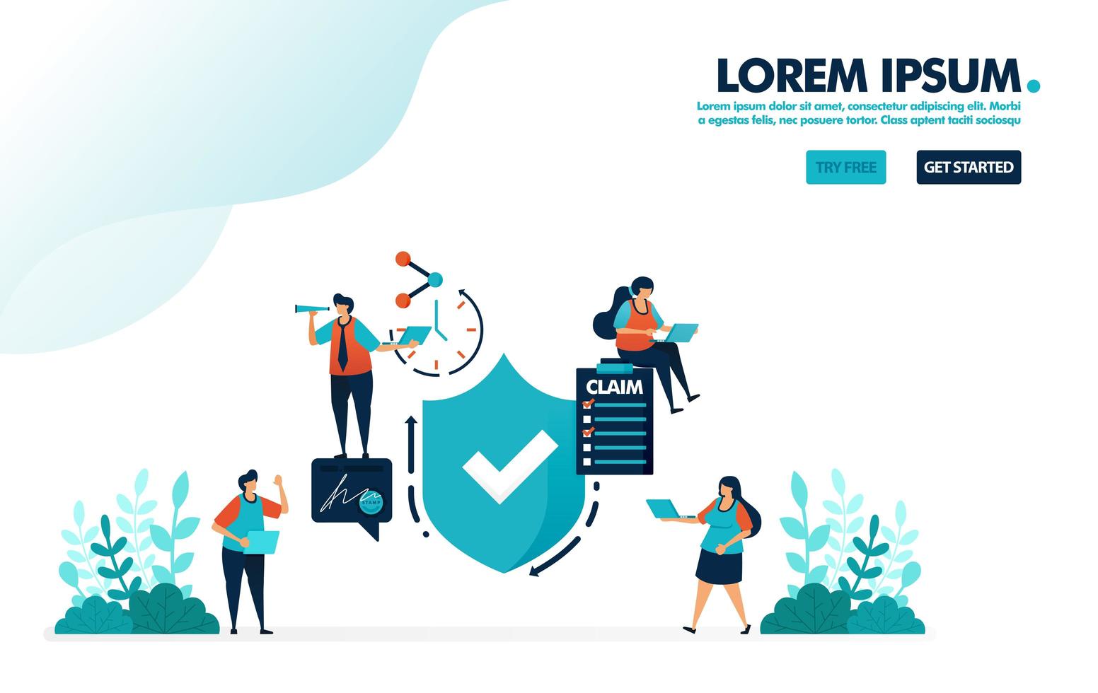 Verify for safety protection and security quality guarantees. survey to submit claims on insurance. simple tick symbol vector illustration for landing page, web, banner, mobile apps, flyer, poster, ui