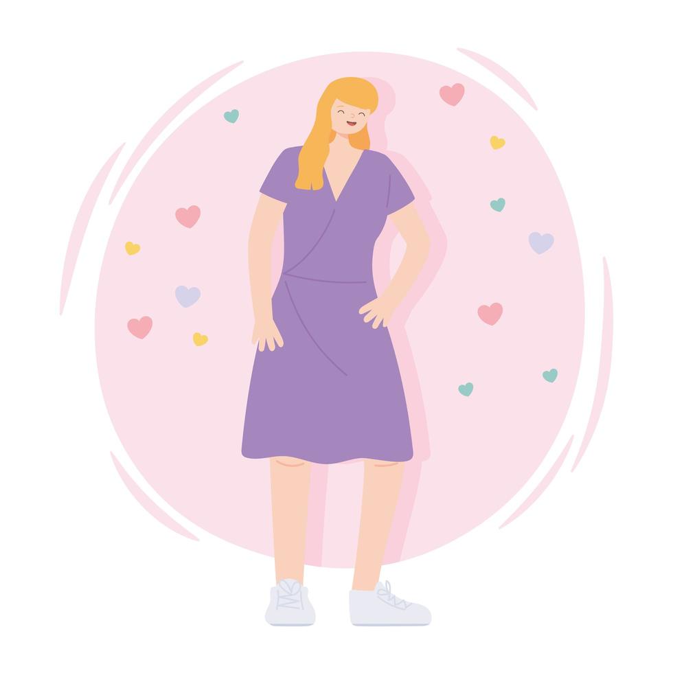 young woman wearing casual clothes standing icon design vector