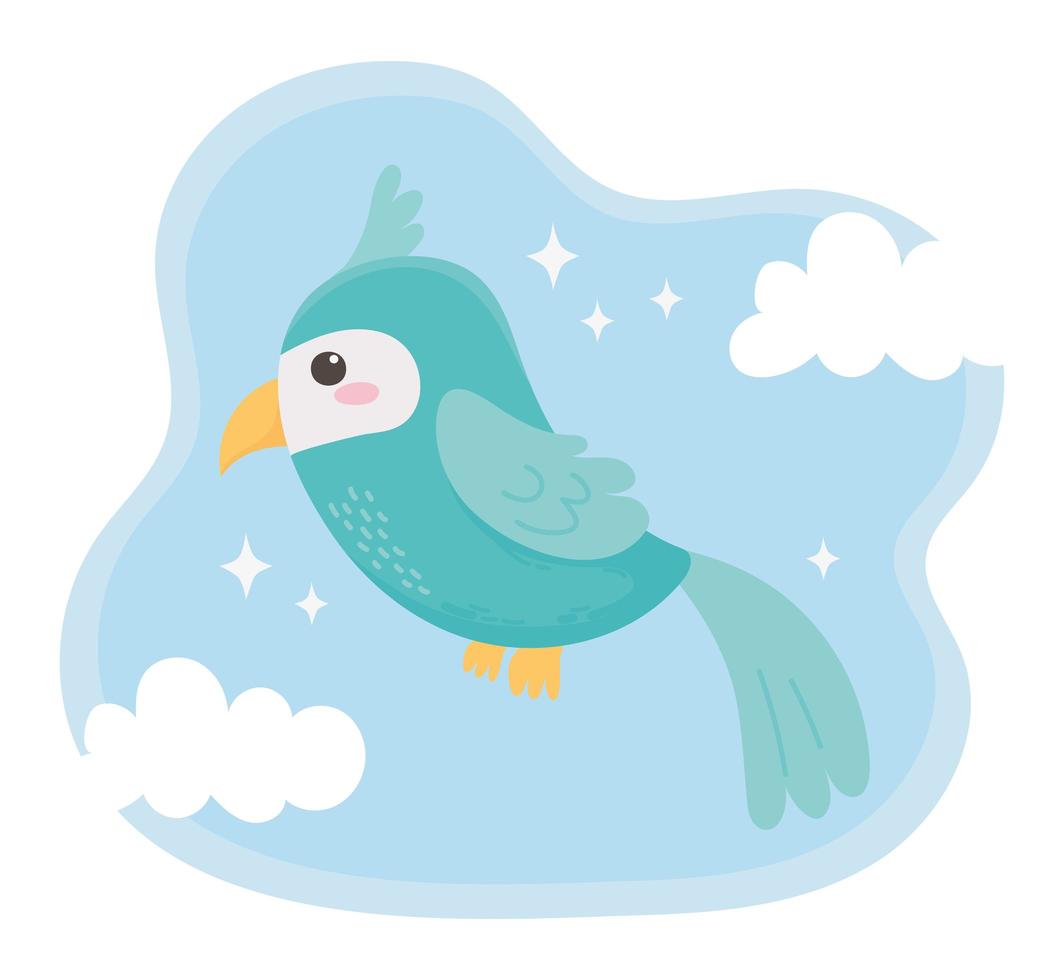 cute little parrot bird cartoon sky background design vector