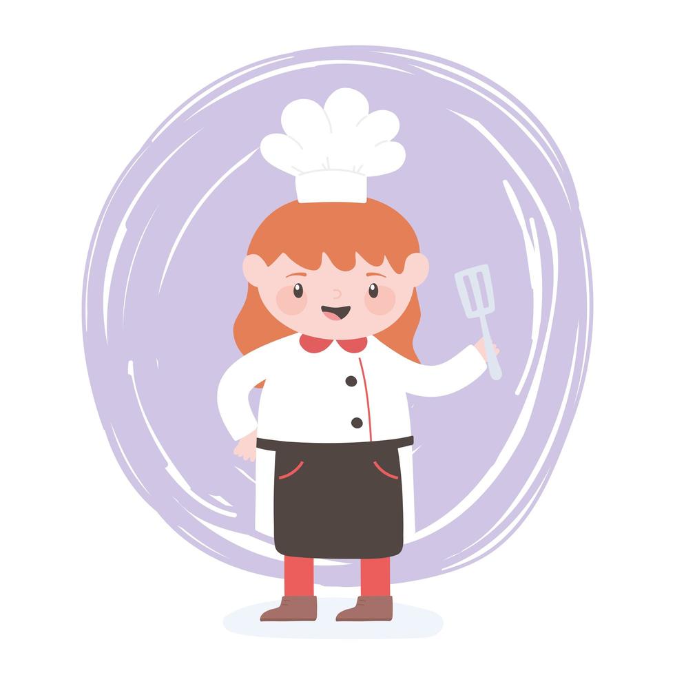 female chef cartoon character with spatula utensil kitchen vector