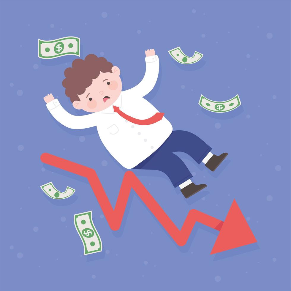 bankruptcy falling businesssman arrow money business process financial crisis vector