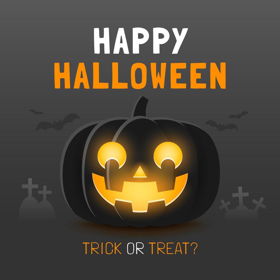 Plantilla de banner de feliz halloween con calabaza espeluznante vector