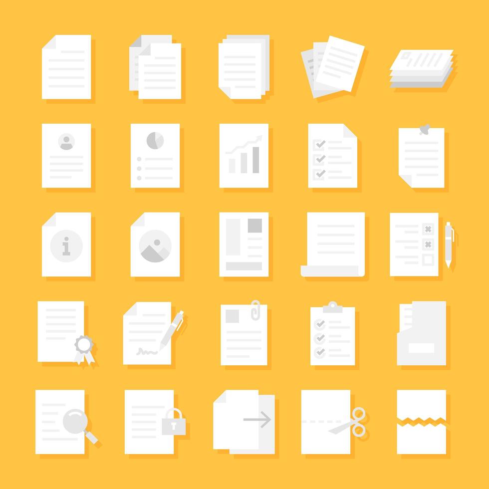 Documents Flat icon set vector