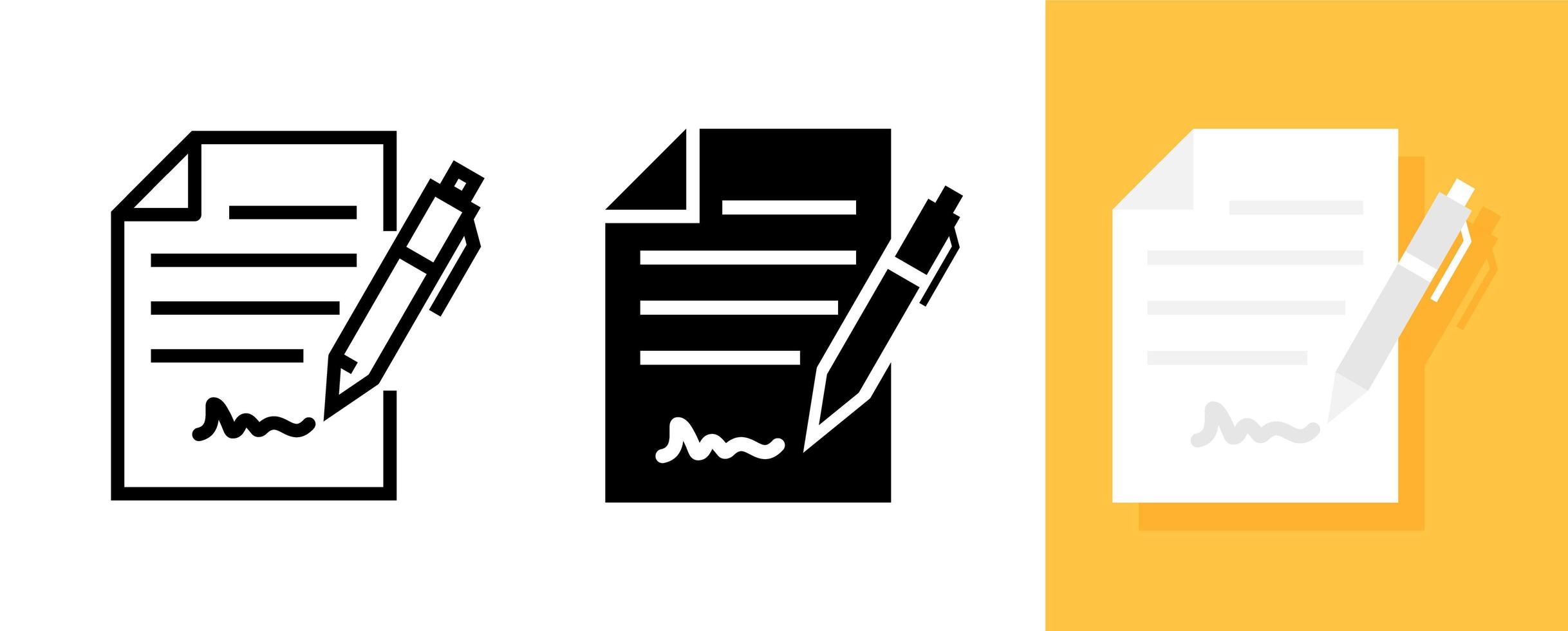 Signing a contract, document flat icon set vector