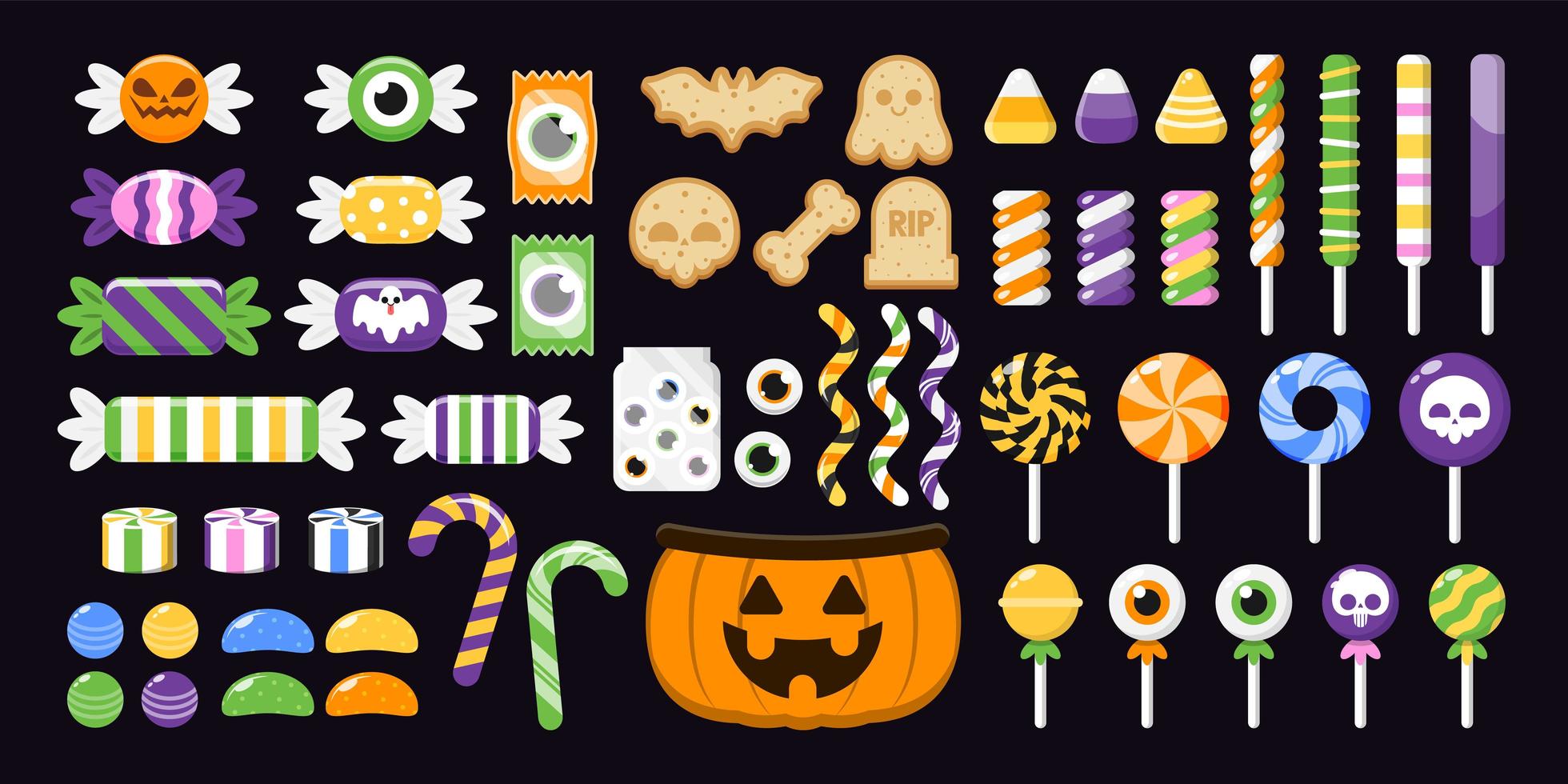 conjunto de coloridos dulces de halloween vector