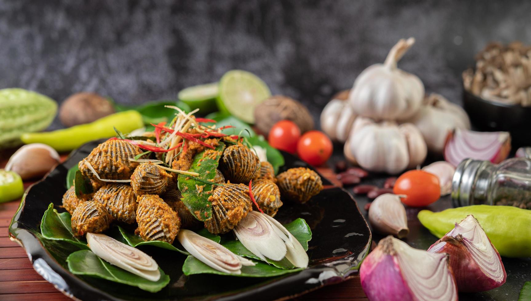 Curried and sauteed cockles photo