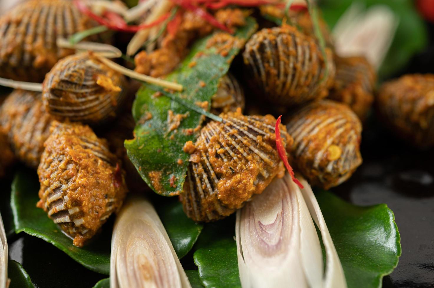 Curried and sauteed cockles photo