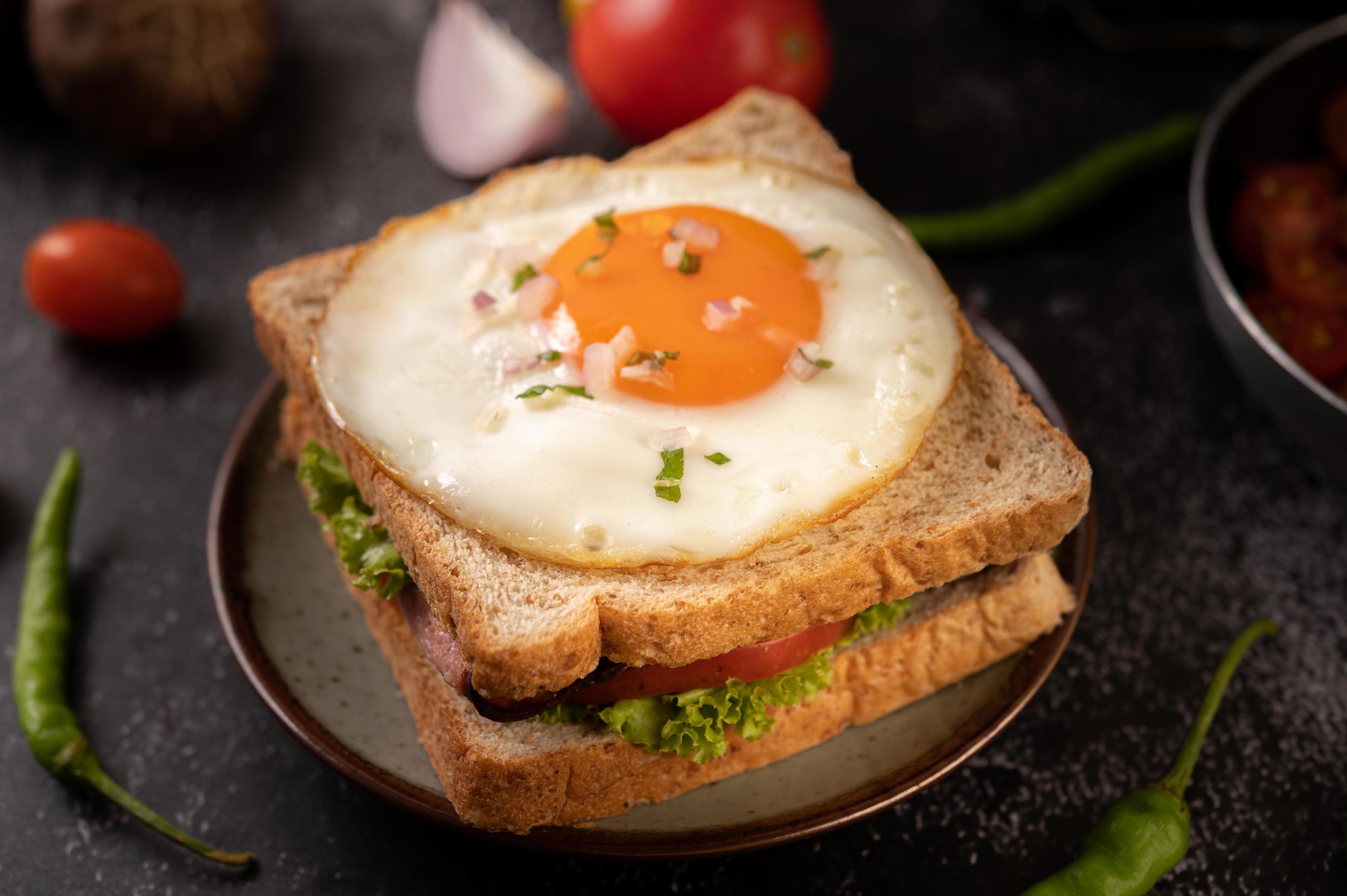 Ham and egg breakfast sandwich 1826854 Stock Photo at Vecteezy