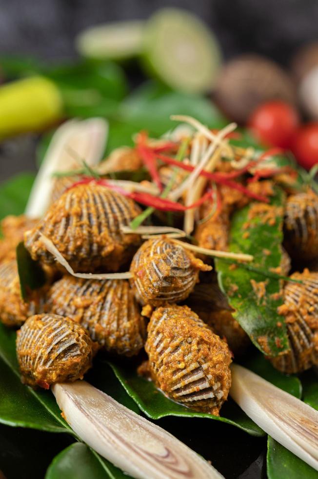 Curried and sauteed cockles photo