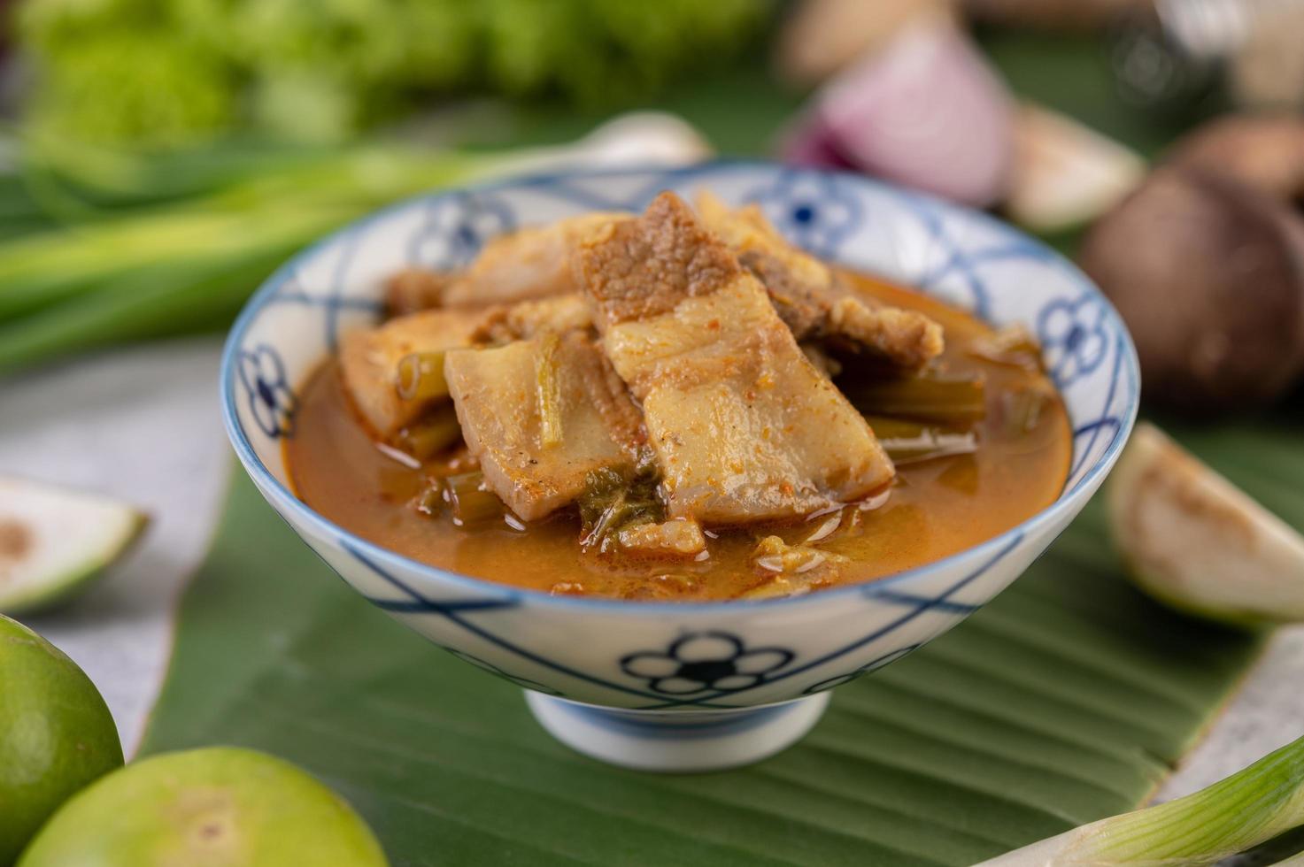 Red curry with pork belly photo