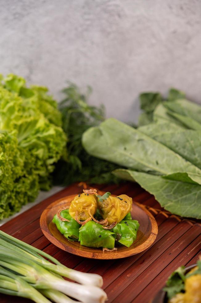 Steamed pork dumplings photo