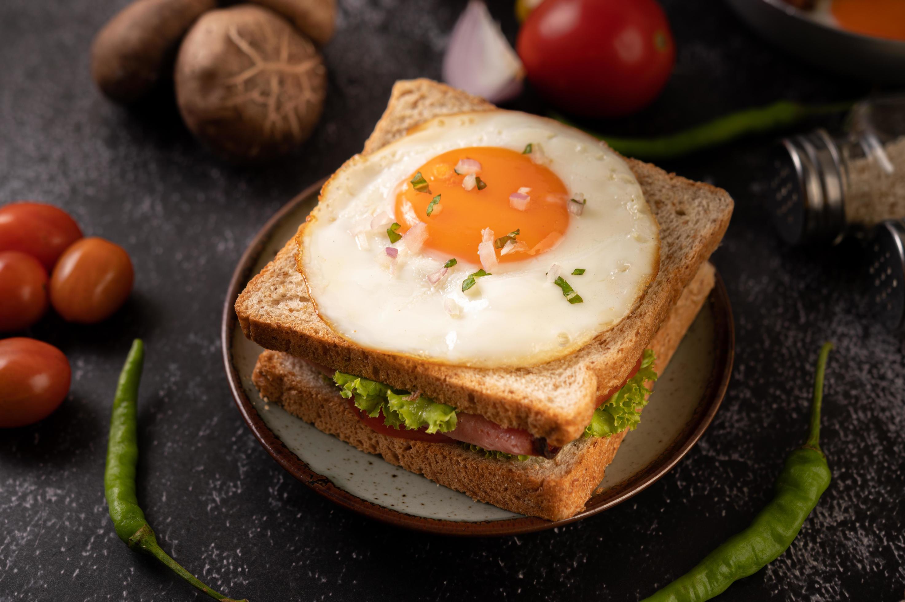 Ham and egg breakfast sandwich 1827275 Stock Photo at Vecteezy