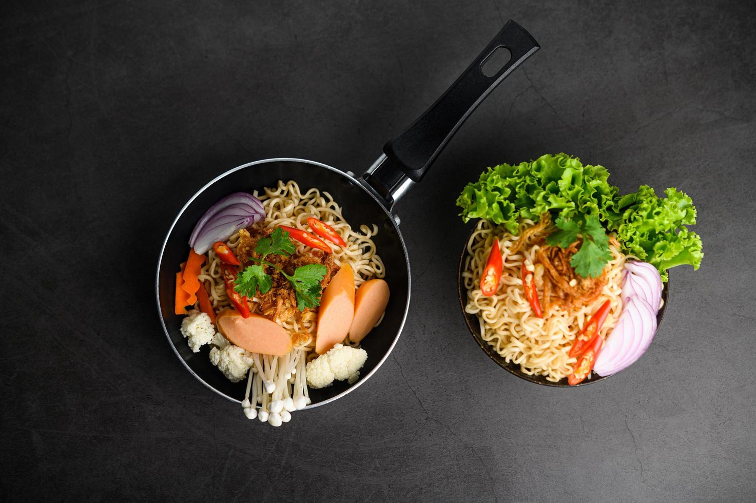 Thai style noodles in a pan photo