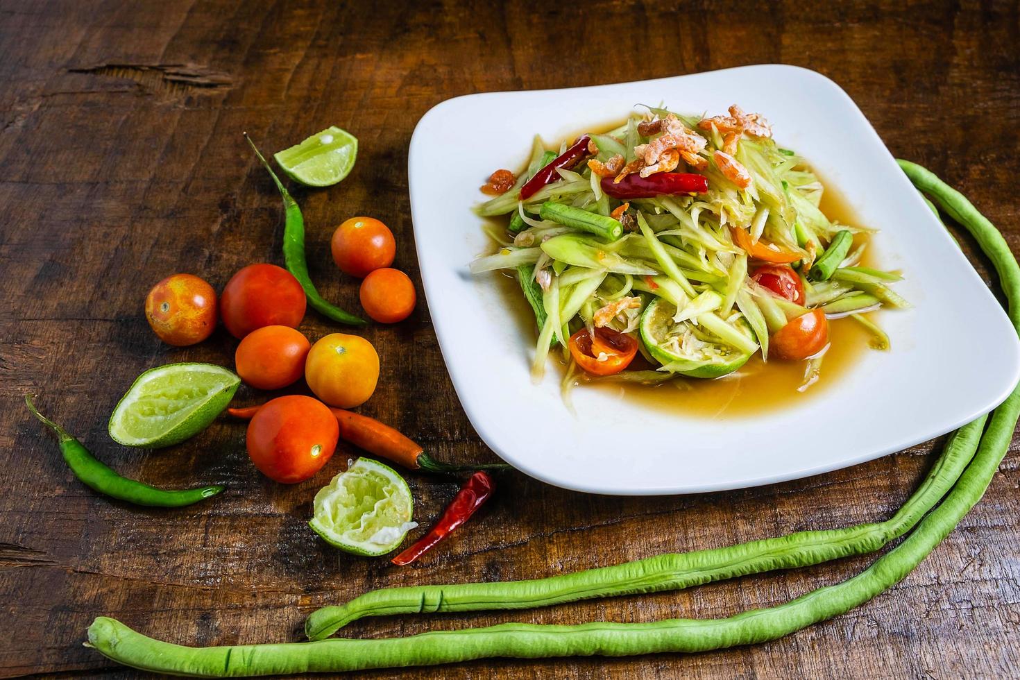 Plate of papaya salad photo