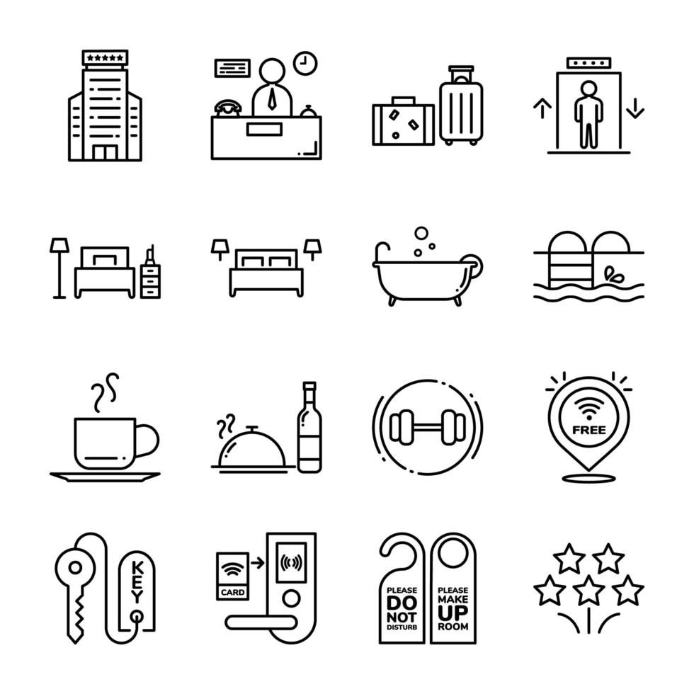 Hotel and Hostel icon set vector