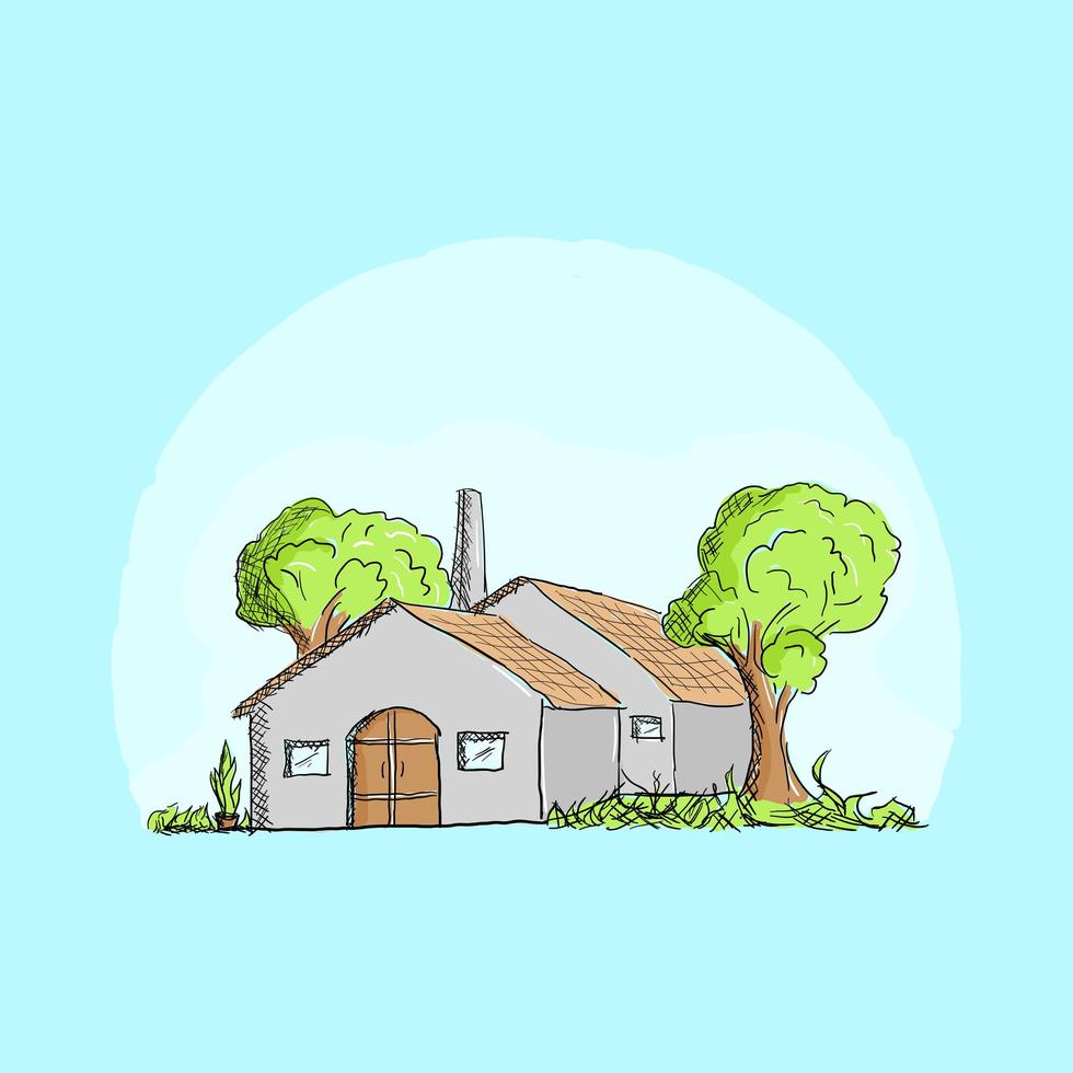 Hand drawn simple house illustration vector