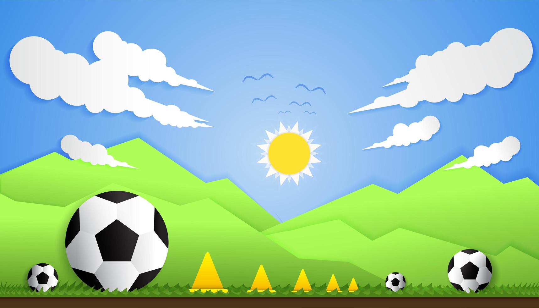 campo de fútbol al aire libre, estilo de arte de papel vector