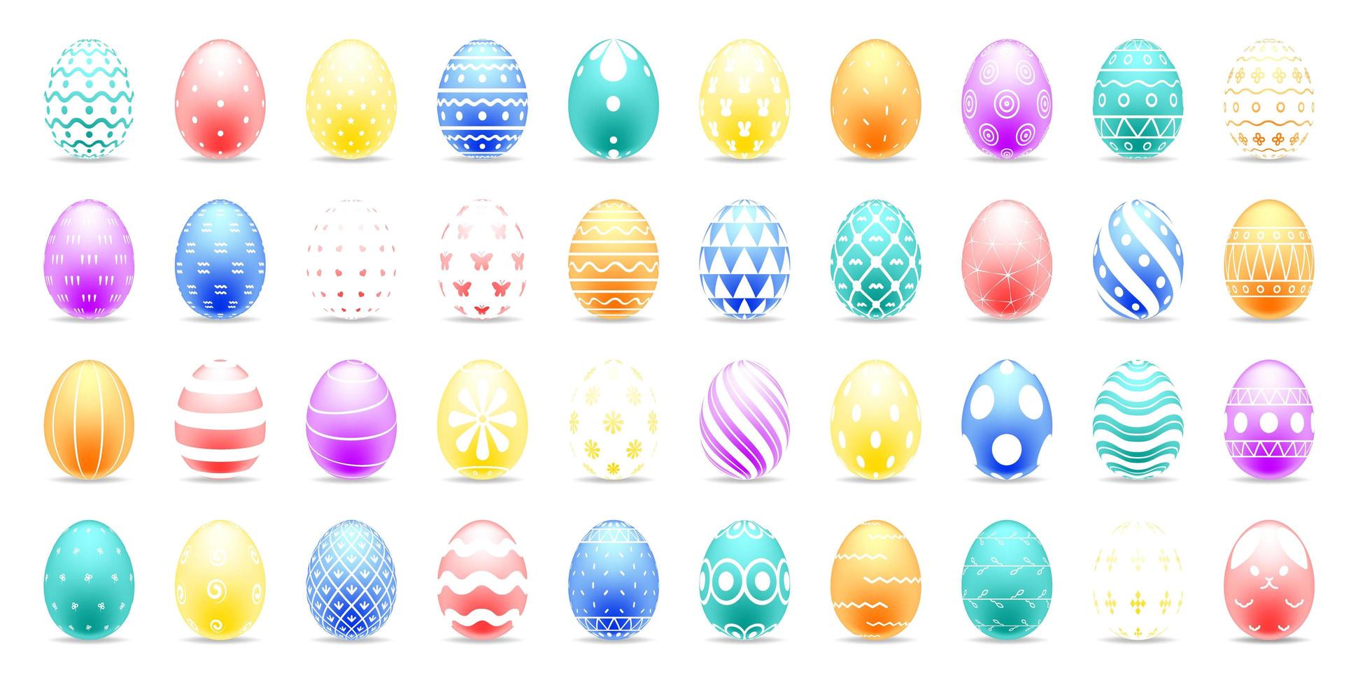 Set of colorful Easter eggs with beautiful abstract patterns vector