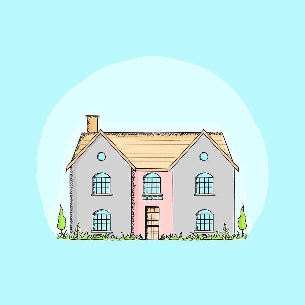 Hand drawn modern house illustration vector