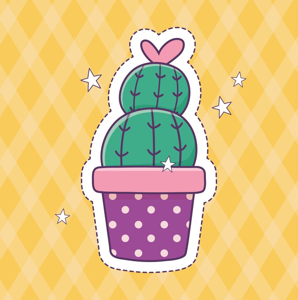 parche de cactus en maceta insignia de moda icono de decoración vector