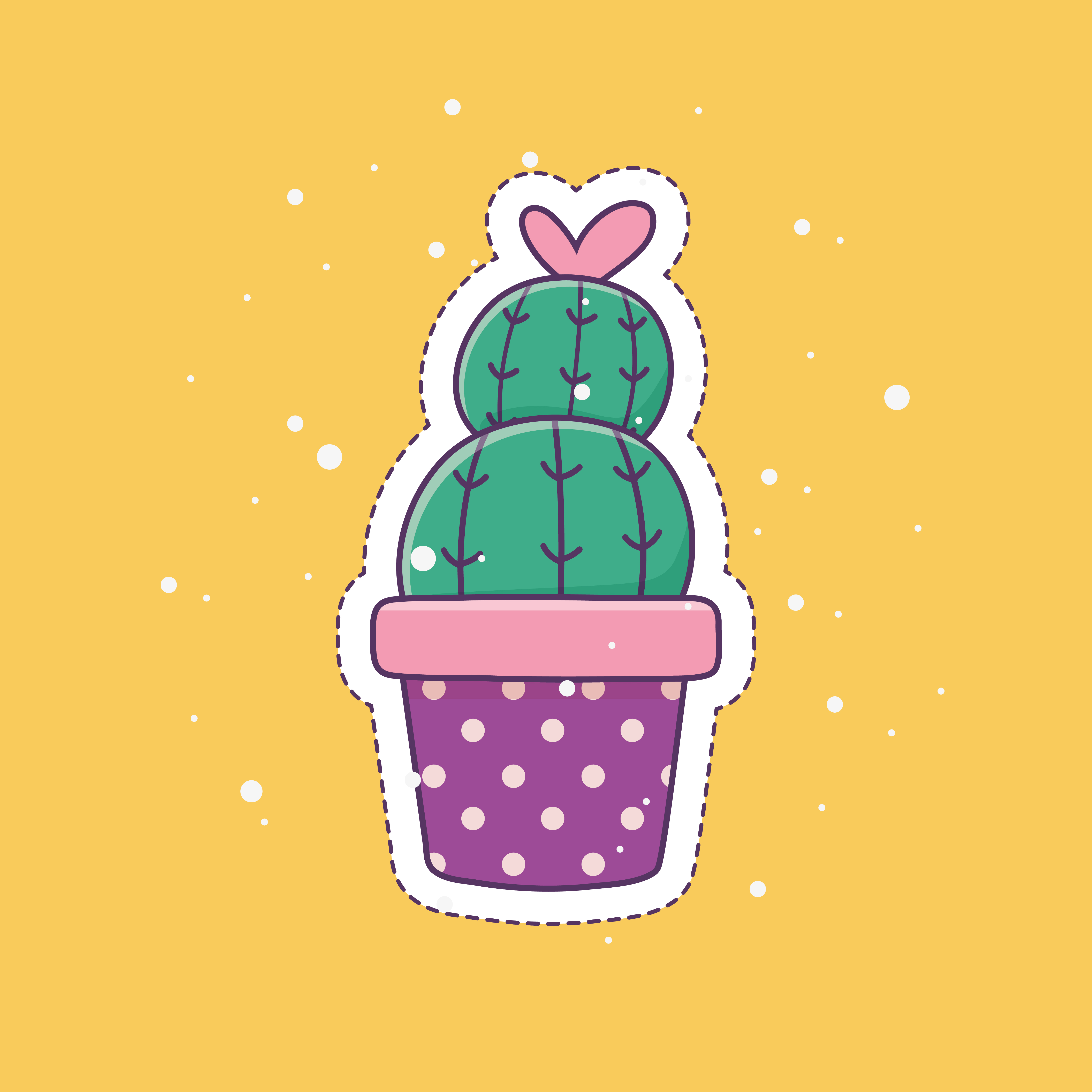 Potted Cactus Heart Love Patch Fashion Badge Sticker Decoration Icon 1827614 Download Free Vectors Clipart Graphics Vector Art