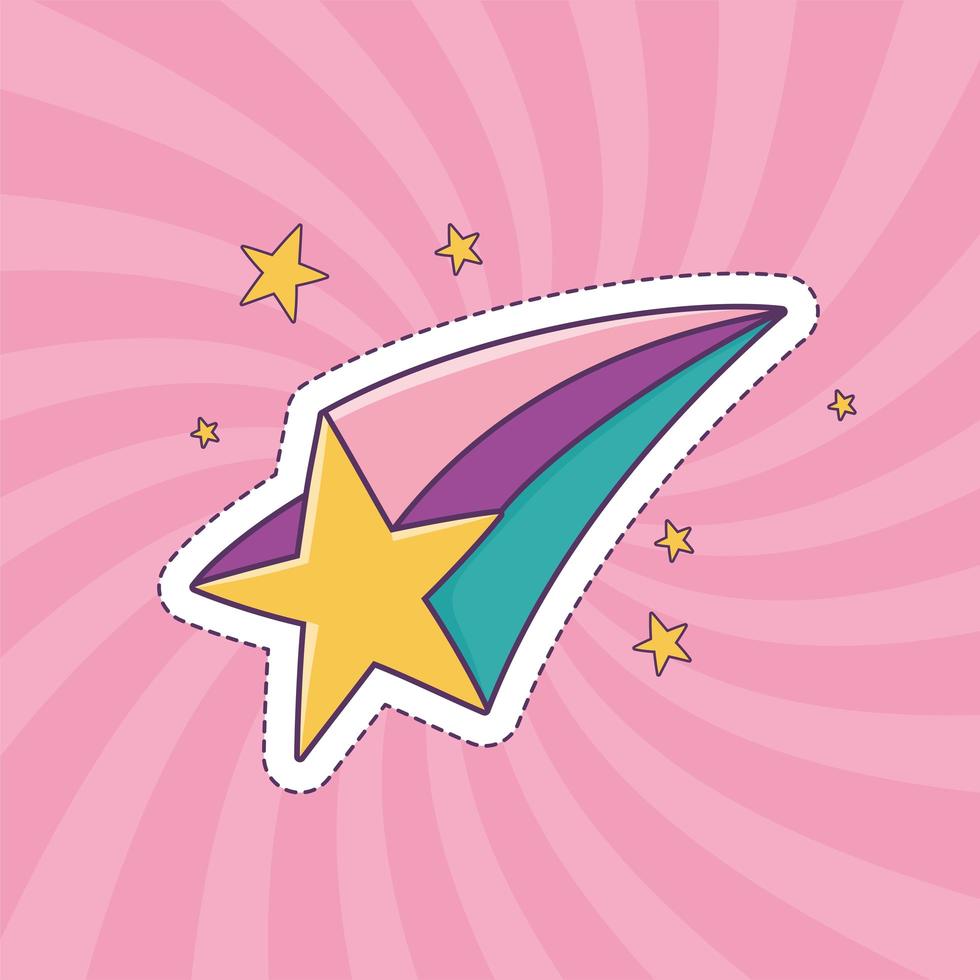 shooting star patch fashion badge sticker decoration icon vector