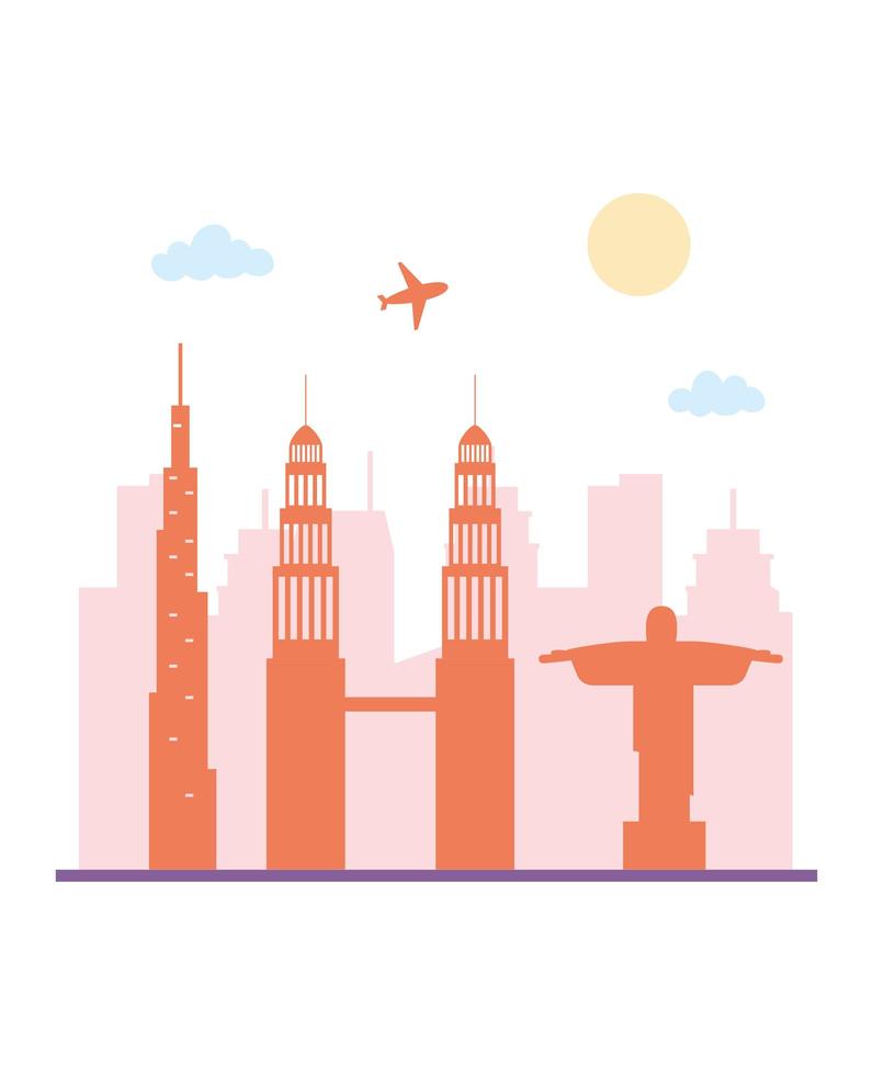 travel tourism skyline architecture urban city scene vector