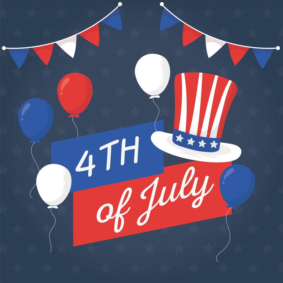 Independence day balloons and hat vector design