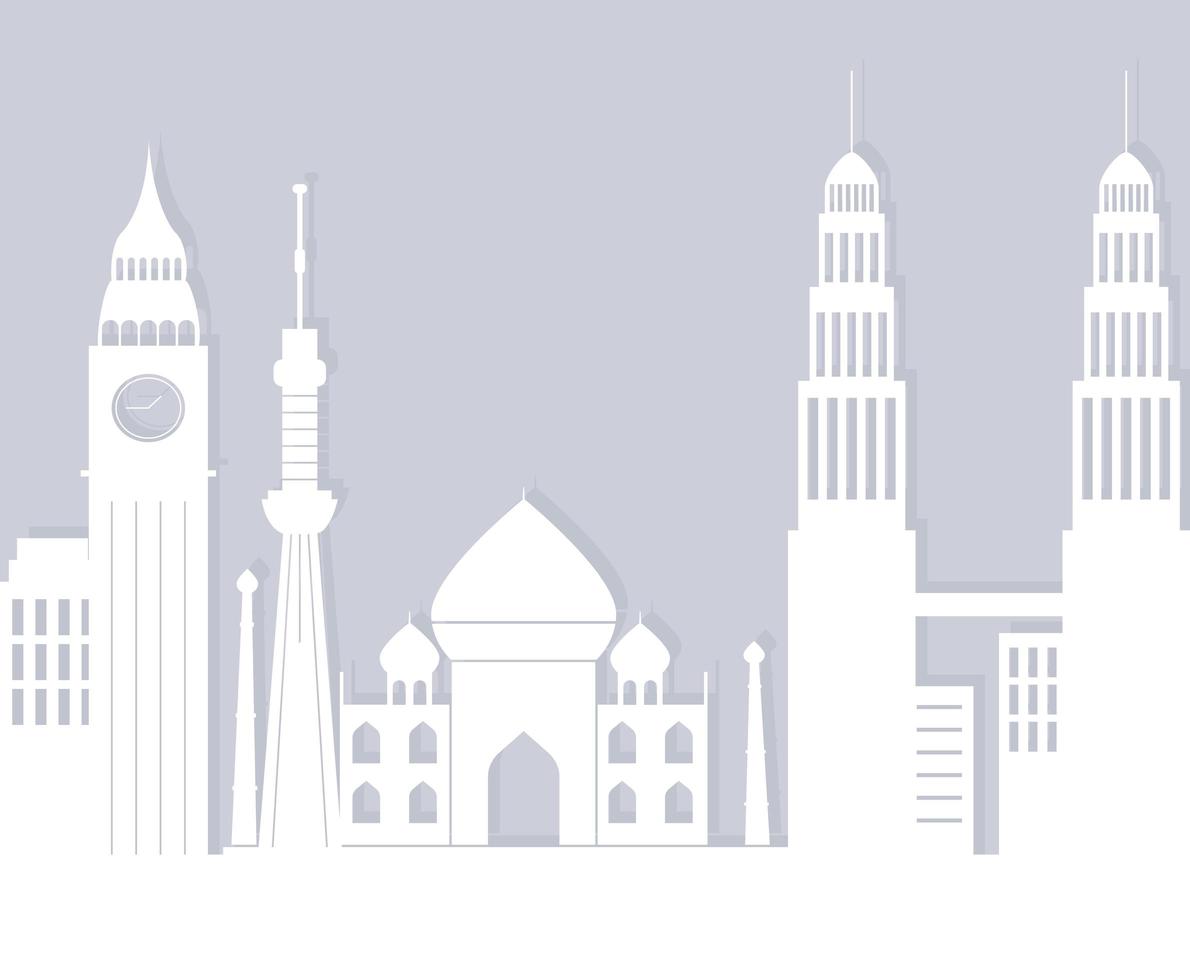 skyline architecture urban cityscape landmark world silhouette vector